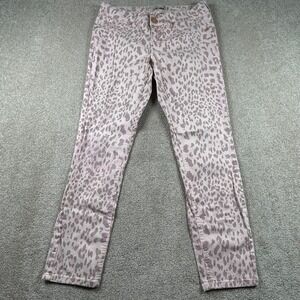 Seven7 Petite Skinny Jeans Womens 10P Pink Mauve Leopard Animal Print Stretch